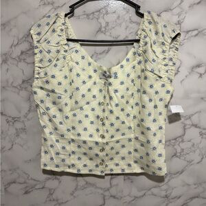ROLLA'S Cream Button Down Crop Blouse